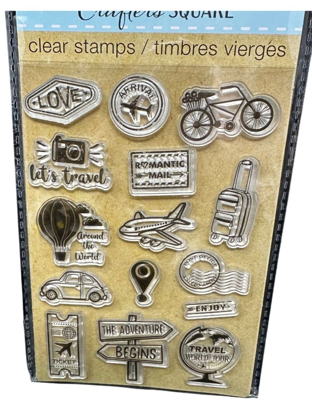 Crafters Square Stamps Travel Themed Set Adhesive Designs Scrapbooking Craft